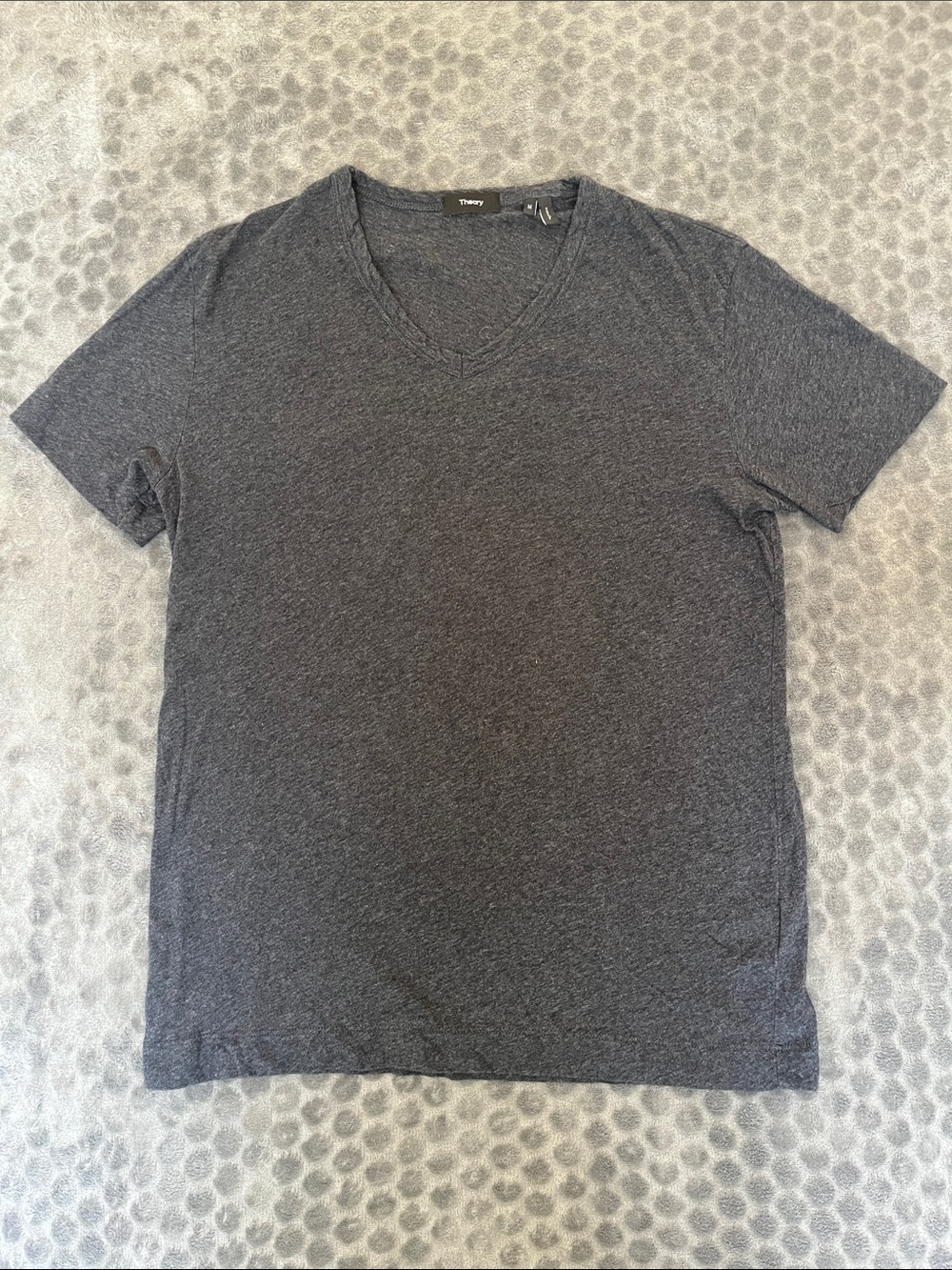 Theory Men's Pima Cotton Short Sleeve V-Neck Tee - Charcoal Gray
